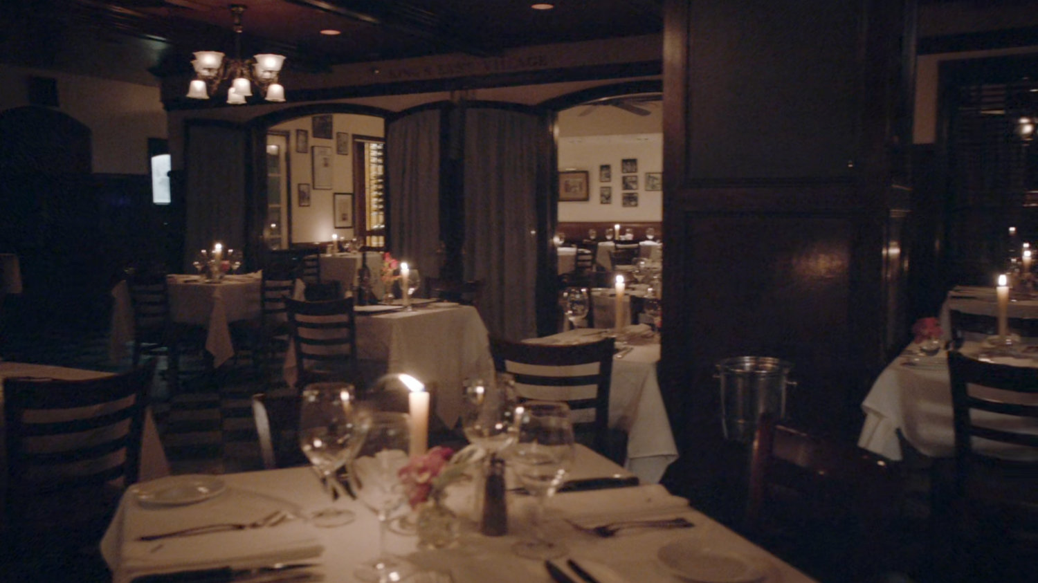 Interior of fancy, empty restaurant.