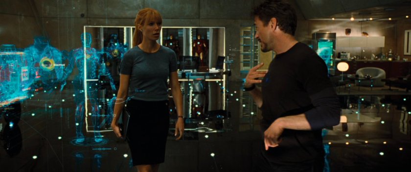 Tony and Pepper in the Malibu workshop.