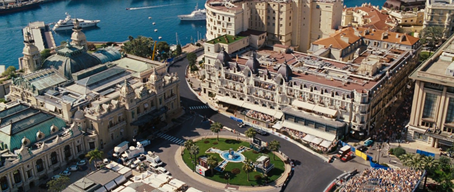 Aerial view of Monaco hotel.