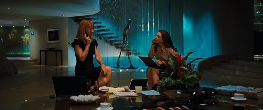 Pepper and Natasha in Tony Stark's house.