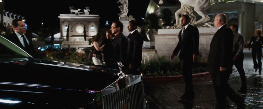 Tony Stark and his entourage outside Caeser's Palace.