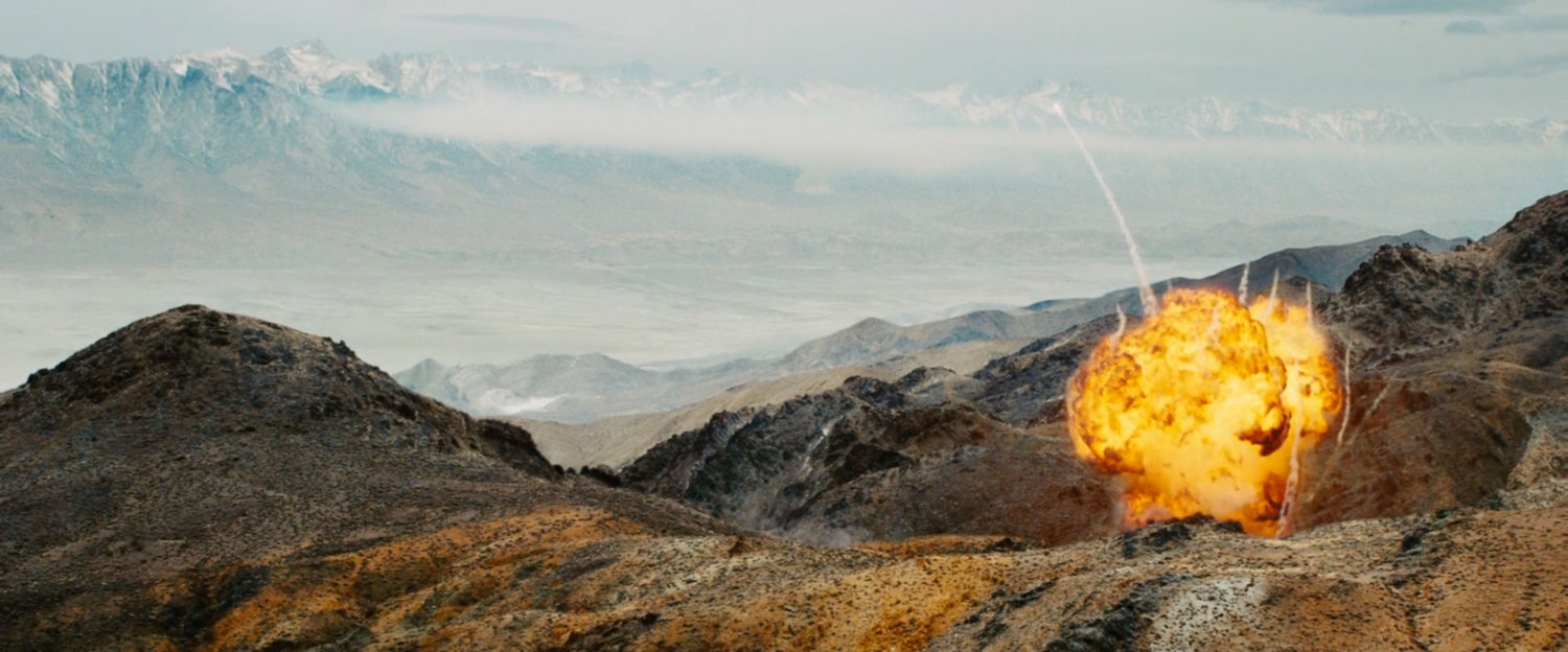 An explosion in the Afghan hills.