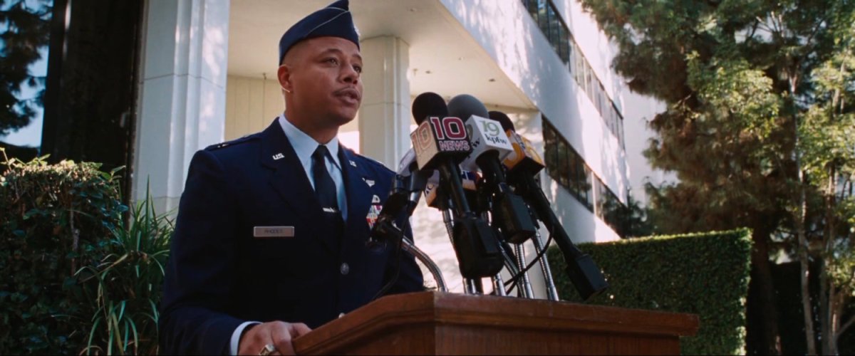 James Rhodes at an outdoor press conference.