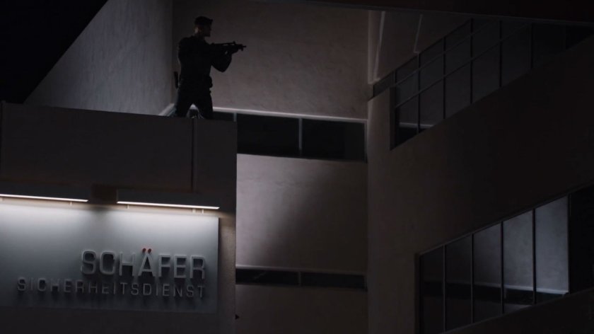 Nighttime exterior of Schafer building.