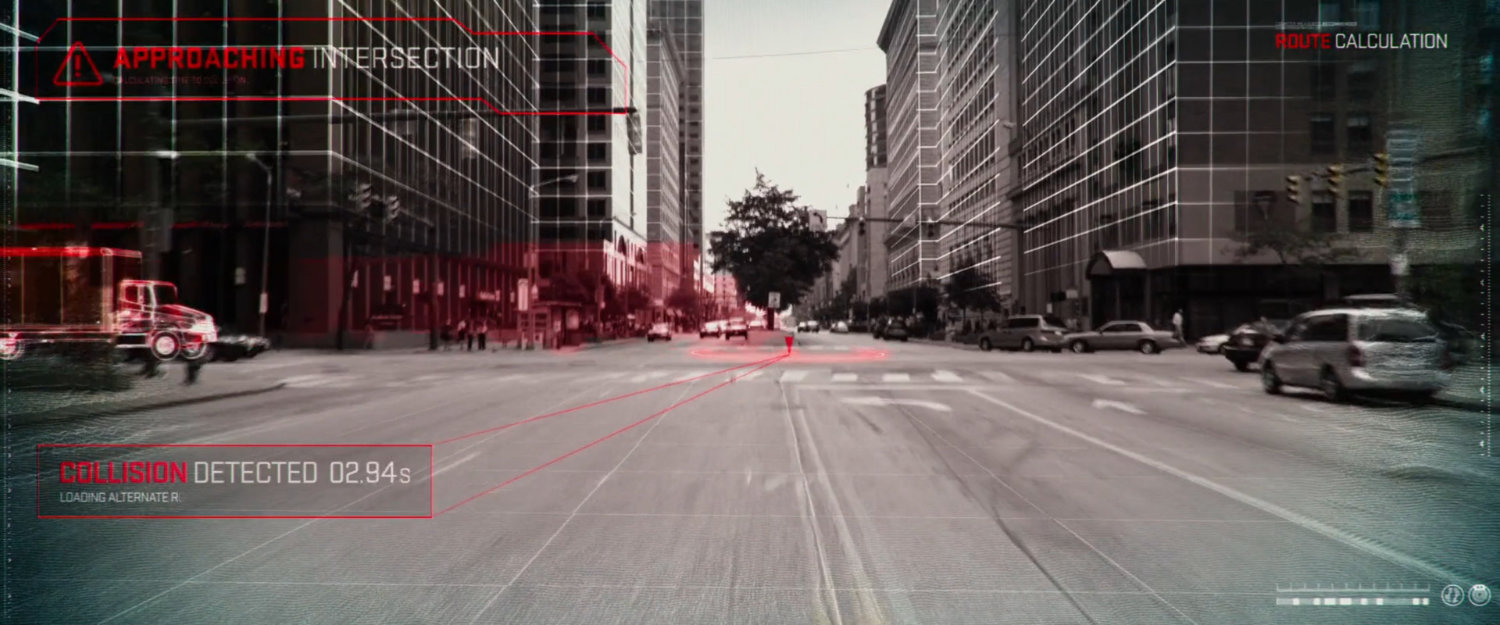Computer POV of intersection, detecting alternate route.