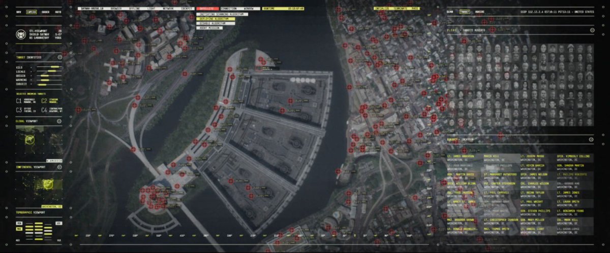 In universe satellite view of Triskelion, marking project Insight targets.