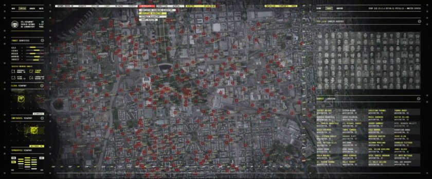 In universe satellite view of Washington DC, marking project Insight targets.