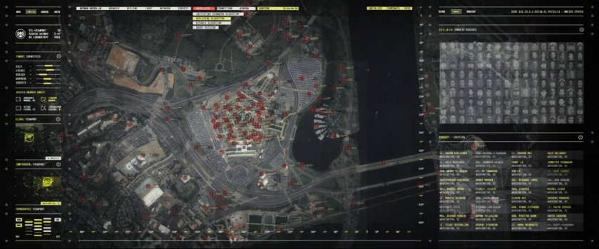 In universe satellite view of The Pentagon, marking project Insight targets.
