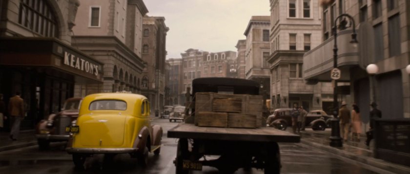 Cars on a 1942 New York street.