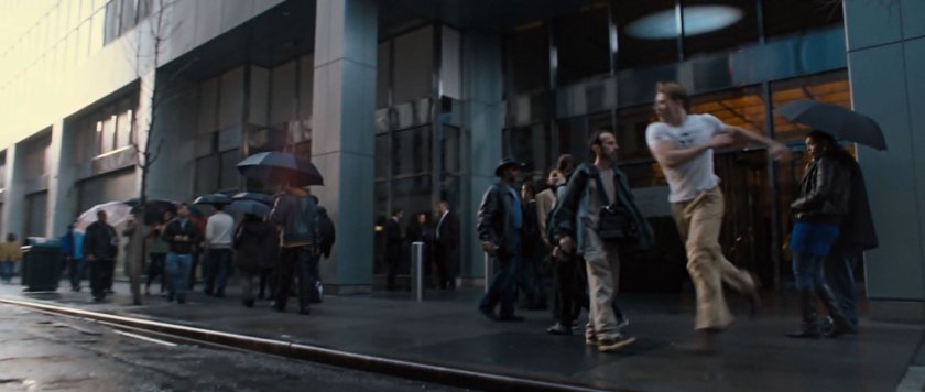 Steve Rogers runs out of modern SHIELD building.