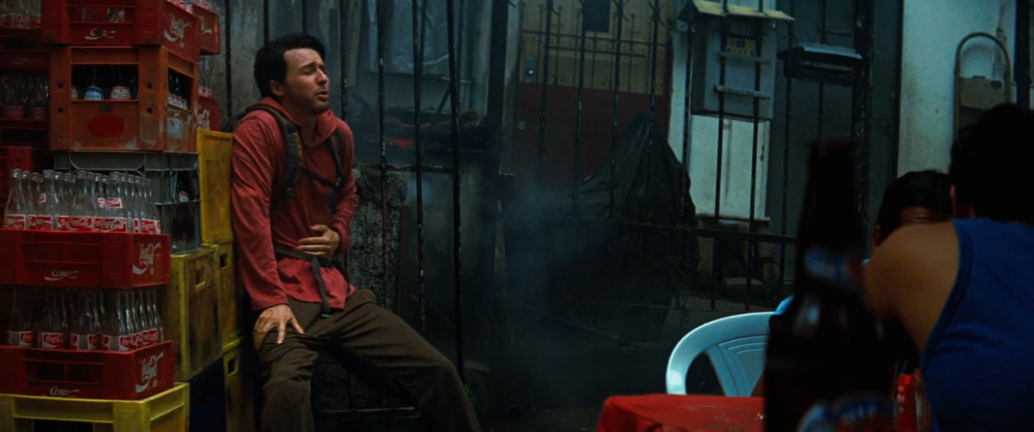 Bruce Banner catches his breath outside a favela cafe.