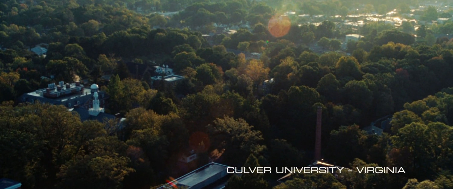 Aerial view of Culver University. text: Culver University Virginia.
