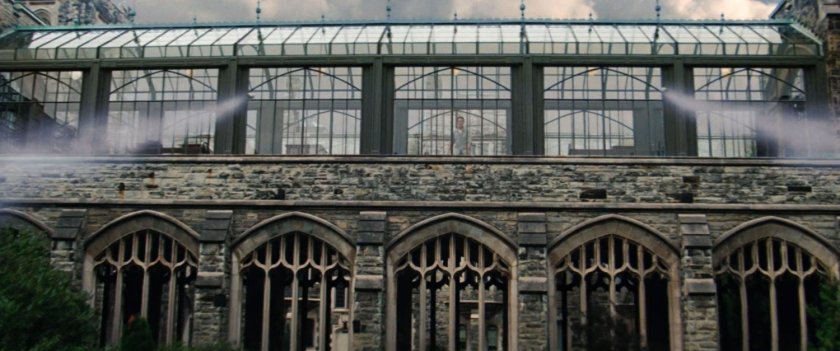 Bruce Banner inside a glass walkway at Culver University.