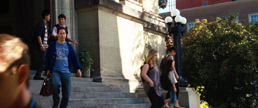 Samuel Sterns and students on steps outside Grayburn College.