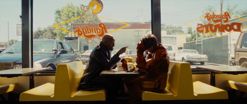Nick Fury and Iron Man inside Randy's Donuts.