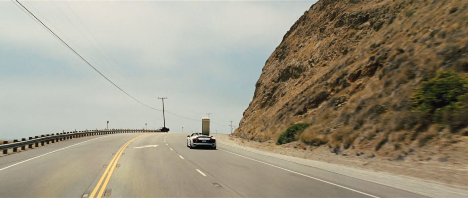 Tony Stark's car on Pacific Coast Highway.