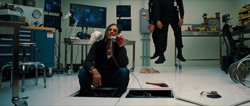 Ivan Vanko in Hammer Industries server room.