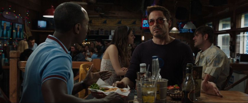 Tony and Rhodey inside Neptune's Net restaurant.