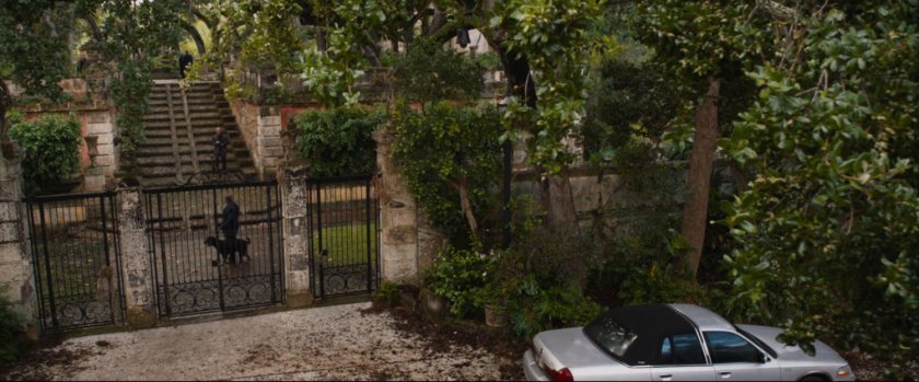 Exterior of  Killian's mansion and gardens.