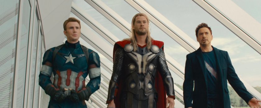 Interior of the Avengers Facility with Steve, Thor and Tony.