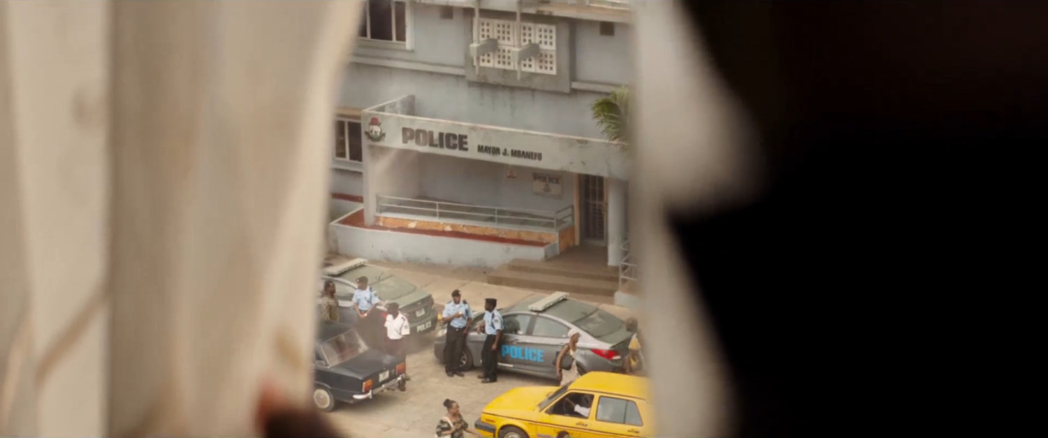 POV of Lagos Police station from window above.