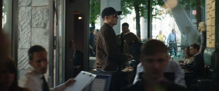 Steve Rogers in disguise entering a bar.