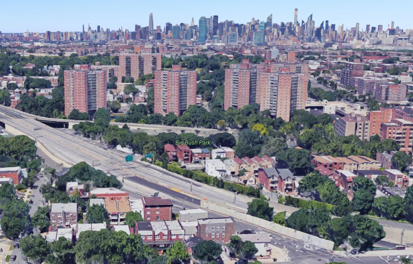 Google satellite view of same Queens location from film.