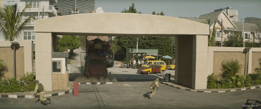 Behind the scenes shot of IFID gate with Atlanta imagery in background.