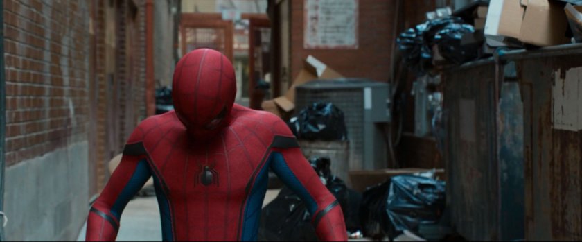 Spider-Man in an alley.