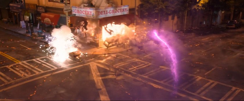 An explosion blows out the walls of Delmar's bodega.