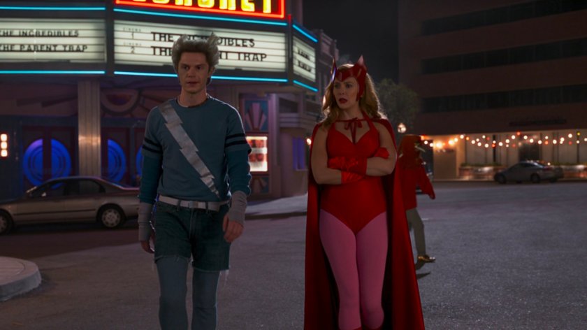 Pietro and Wanda in costume in front of the Coronet theater.