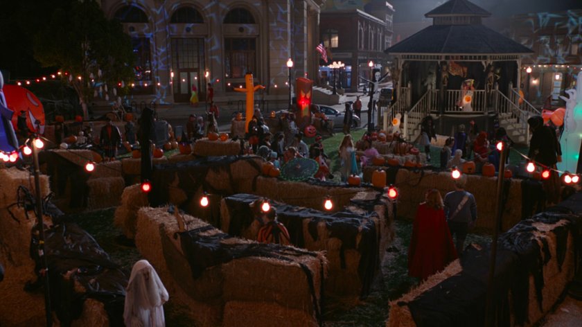 People at the Westview Halloween carnival in town square.