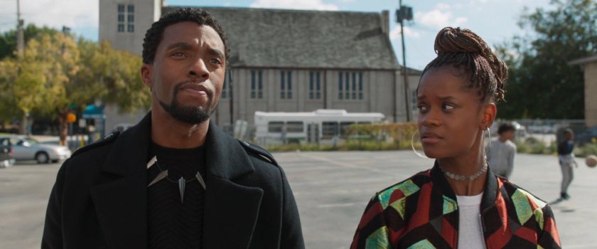 T'challa and Shuri in a parking lot in Oakland.