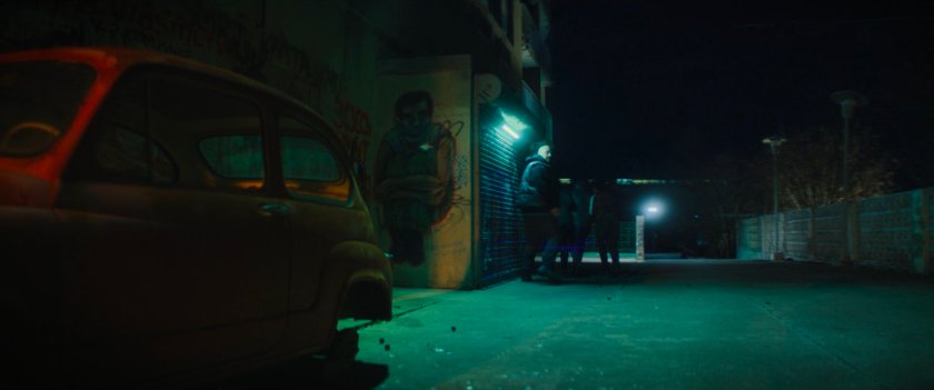 Dark alley behind German safehouse.