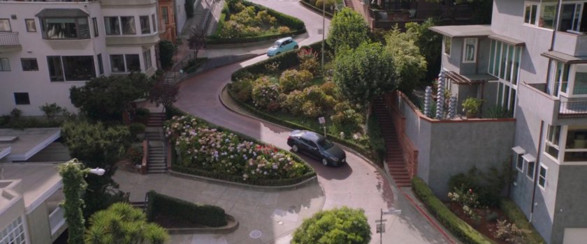 Aerial view of Lombard Street.
