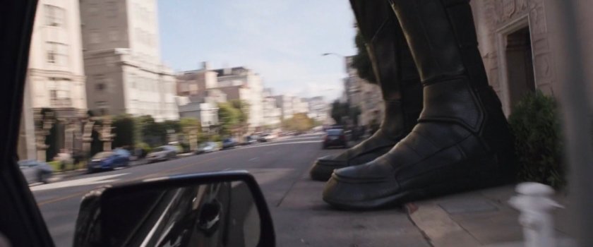 Giant boots on a San Francisco sidewalk.
