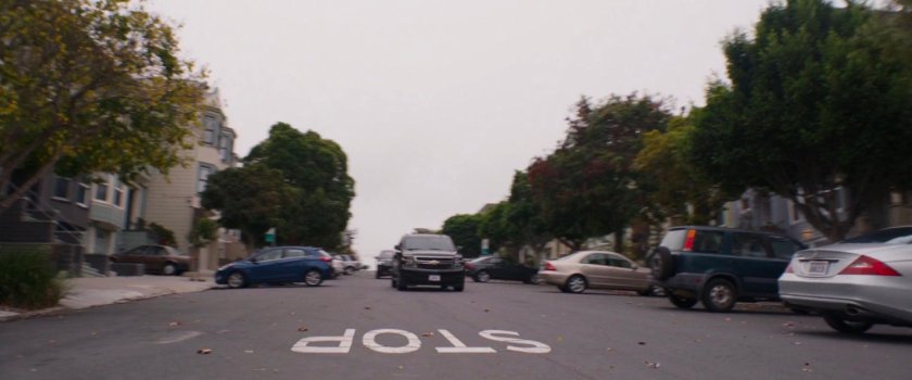 Car on street outside Scott Lang's house.