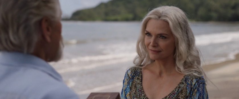 Janet on a tropical beach.