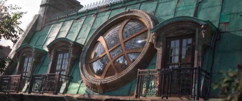 An intricate window on the roof of the New York Sanctum.