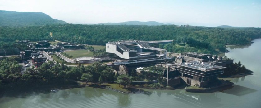 Aerial view of the Avengers Facility.