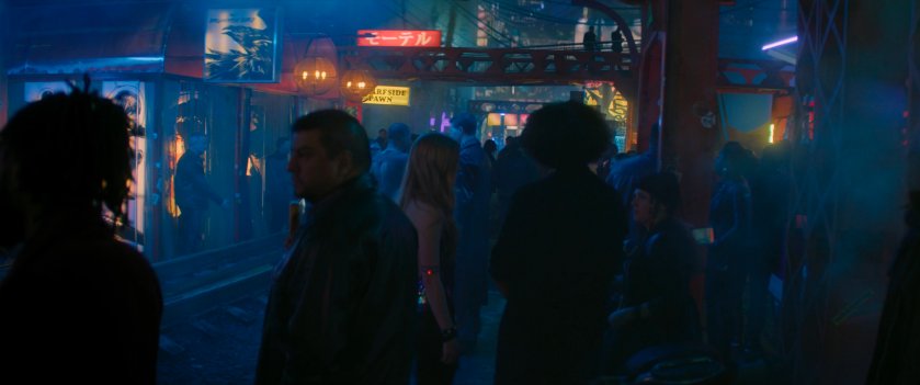 A crowded courtyard in low-town in Madripoor.