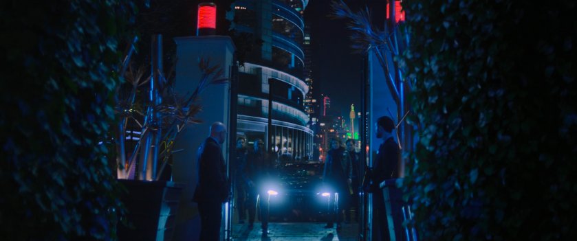 Gated exterior of Sharon's apartment and club.