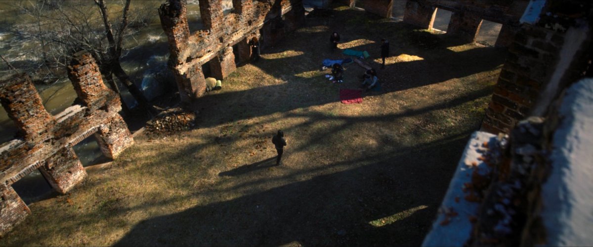 Aerial view of Latvian ruins.