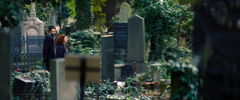 Karli and Nico in a Latvian cemetery.