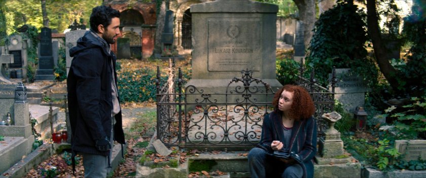 Karli and Nico in a Latvian cemetery.