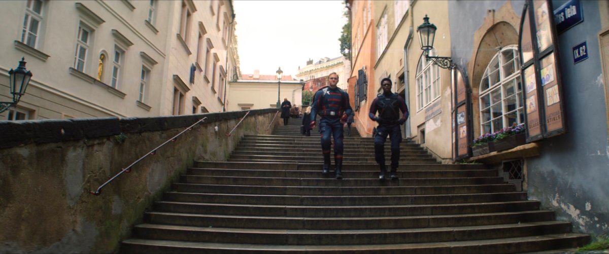 John Walker and Lamar on Latvian stairs.