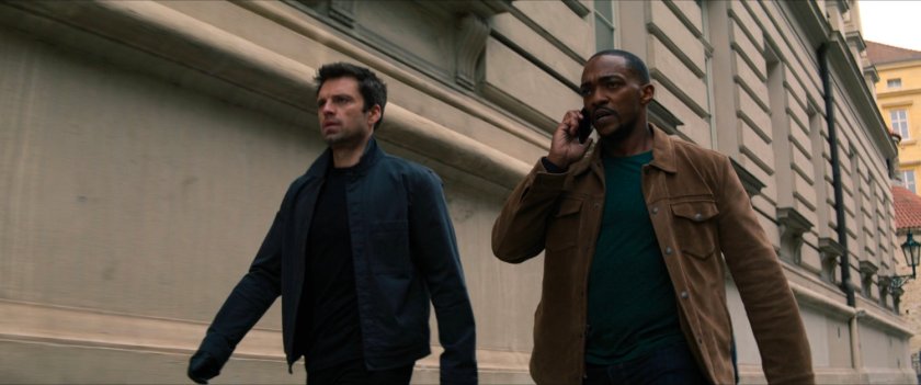 Sam and Bucky on a Latvian street.