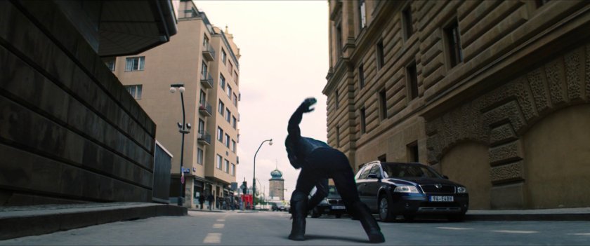 Bucky landing on a Latvian street.