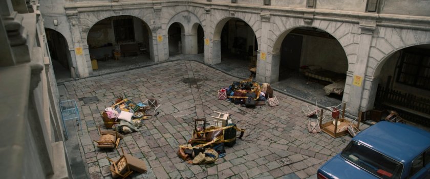 Empty courtyard of Flag Smasher campl.