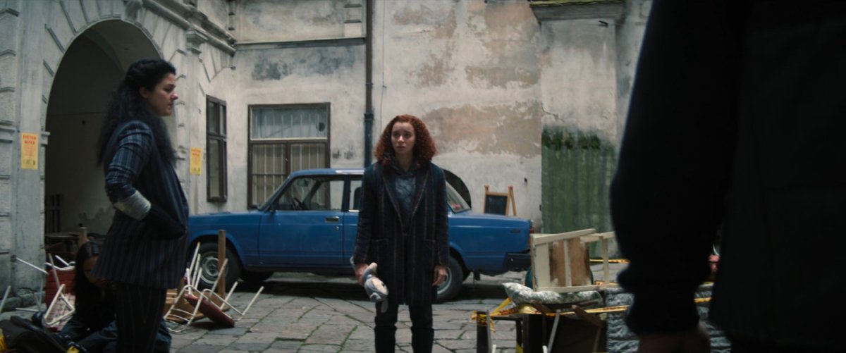 Karli in courtyard of Flag Smasher camp.